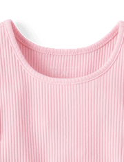 Toddler Girls Embroidered Eyelet Ribbed Flutter Tee