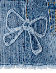 Baby And Toddler Girls Applique Bow Denim Shortie Shorts