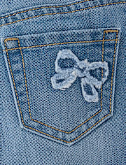 Baby And Toddler Girls Applique Bow Denim Shortie Shorts