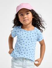 T-shirt côtelé à fleurs pour filles