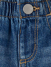 Baby And Toddler Girls Paperbag Waist Denim Shortie Shorts