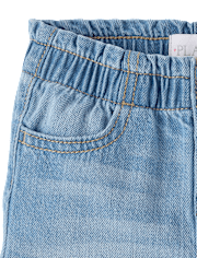 Baby And Toddler Girls Paperbag Waist Denim Shortie Shorts