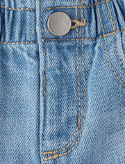 Baby And Toddler Girls Paperbag Waist Denim Shortie Shorts