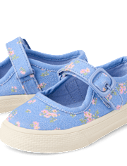 Baskets Mary Jane à fleurs pour petites filles