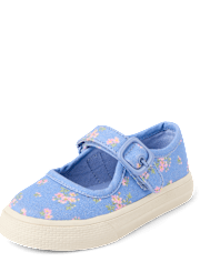 Baskets Mary Jane à fleurs pour petites filles