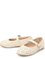 Toddler Girls Floral Perforated Ballet Flats