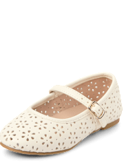 Toddler Girls Floral Perforated Ballet Flats