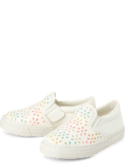 Baskets à enfiler perforées à paillettes arc-en-ciel et fleurs pour petites filles
