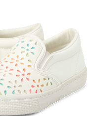 Baskets à enfiler perforées à paillettes arc-en-ciel et fleurs pour petites filles
