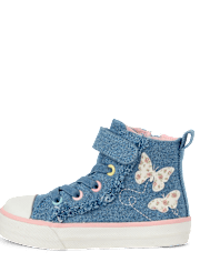 Toddler Girls Embroidered Butterfly Denim High Top Sneakers