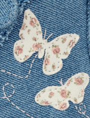 Toddler Girls Embroidered Butterfly Denim High Top Sneakers