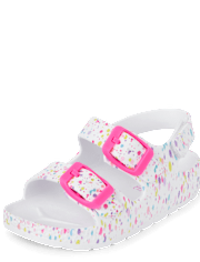 Toddler Girls Paint Splatter Buckle Slides