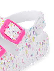 Toddler Girls Paint Splatter Buckle Slides