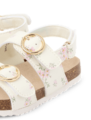 Toddler Girls Floral Buckle Slides