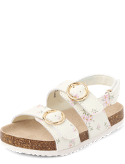 Toddler Girls Floral Buckle Slides