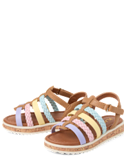 Toddler Girls Rainbow Braided Sandals