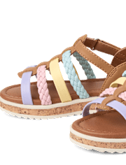Toddler Girls Rainbow Braided Sandals