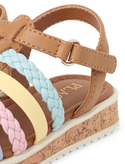 Toddler Girls Rainbow Braided Sandals