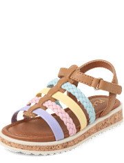 Toddler Girls Rainbow Braided Sandals