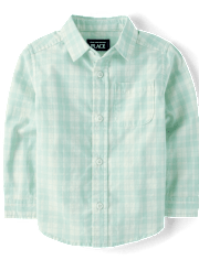 Baby And Toddler Boys Plaid Poplin Button Up Shirt