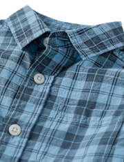 Baby And Toddler Boys Plaid Poplin Button Up Shirt