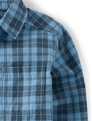 Baby And Toddler Boys Plaid Poplin Button Up Shirt