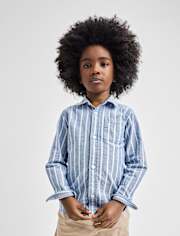 Chemise Oxford rayée à boutons pour bébés et petits garçons, assortie au motif papa et moi