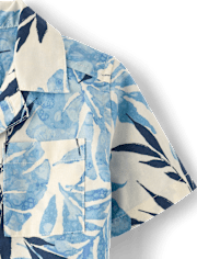Baby And Toddler Boys Tropical Leaf Poplin Button Up Shirt