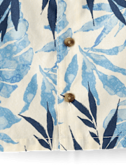 Baby And Toddler Boys Tropical Leaf Poplin Button Up Shirt