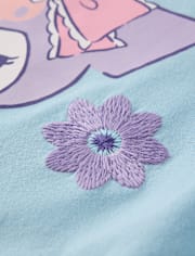 T-shirt à motif floral brodé au point de satin Kuromi™ pour filles