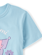 Girls Kuromi™ Satin Stitch Embroidered Floral Graphic Tee