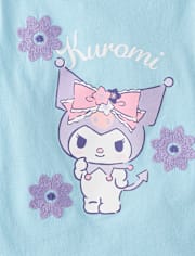 Toddler Girls Kuromi™ Satin Stitch Embroidered Floral Graphic Tee