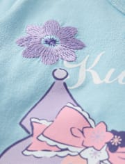 Toddler Girls Kuromi™ Satin Stitch Embroidered Floral Graphic Tee