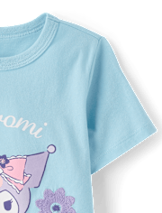 Toddler Girls Kuromi™ Satin Stitch Embroidered Floral Graphic Tee