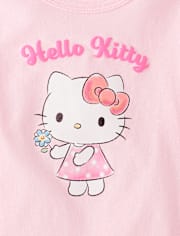 T-shirt graphique Hello Kitty® à paillettes et imprimé en relief pour petites filles