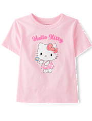 T-shirt graphique Hello Kitty® à paillettes et imprimé en relief pour petites filles