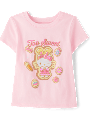 T-shirt graphique Hello Kitty® à imprimé en relief pour Pâques pour petites filles