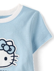 T-shirt graphique Hello Kitty® appliqué Happy Vibes pour petites filles