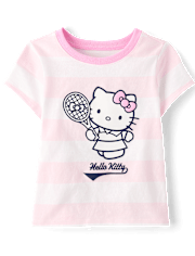 Toddler Girls Hello Kitty® Striped Puff Print Tennis Ringer Graphic Tee