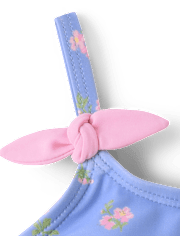 Baby And Toddler Girls Floral Tie Shoulder Swimsuit