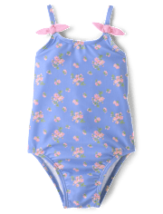 Baby And Toddler Girls Floral Tie Shoulder Swimsuit