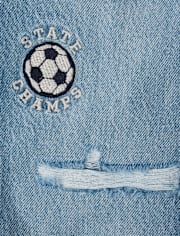 Baby And Toddler Boys Embroidered Varsity Ripped Baggy Jeans