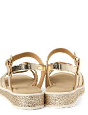 Girls Metallic Glitter Sandals