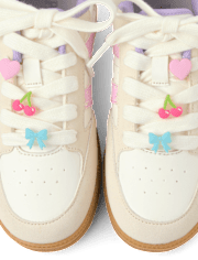 Girls Floral Beaded Low Top Sneakers