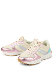 Girls Metallic Colorblock Low Top Sneakers