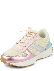 Girls Metallic Colorblock Low Top Sneakers