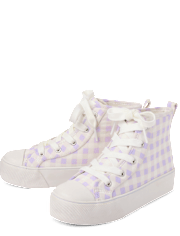 Girls Gingham High Top Sneakers