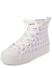 Girls Gingham High Top Sneakers