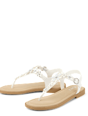 Girls Floral Rhinestone T-Strap Sandals