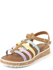 Girls Rainbow Braided Sandals